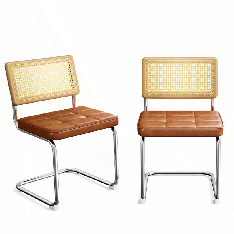 Ensemble de 2 chaises de salle à manger en rotin naturel, Brun