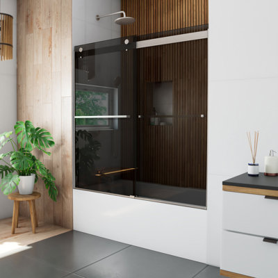 56" - 60" W 60" H Reversible Semi-Frameless Tub Door with ClearMax Technology