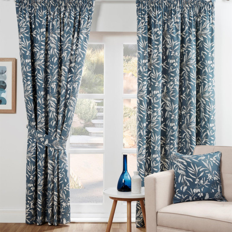 Edeline Room Darkening Curtains Pair, Blue, 117 W x 137 D cm
