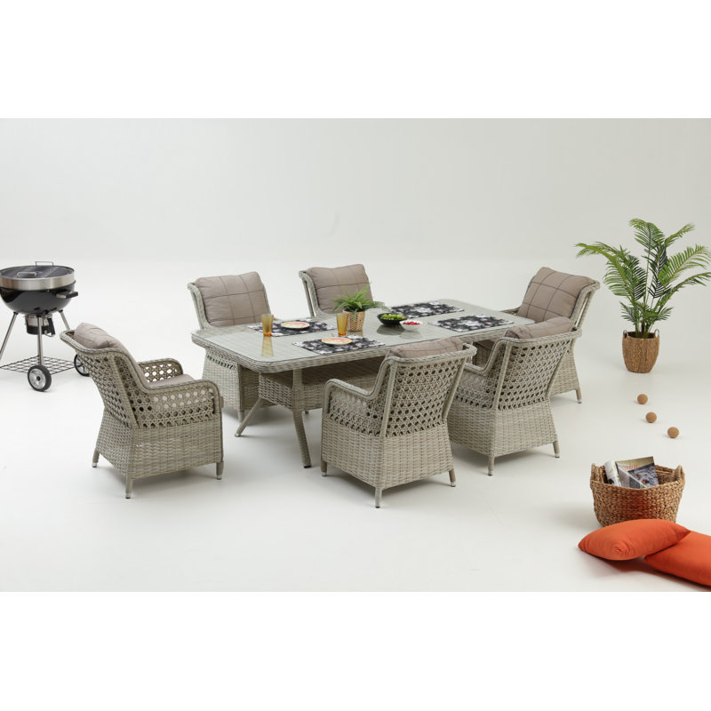 Divona 6 - Person Patio Dining Set with Rectangular Table