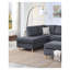 Ensemble de canapé modulaire réversible en chenille gris anthracite 3 pièces avec repose-pieds et coussins décoratifs