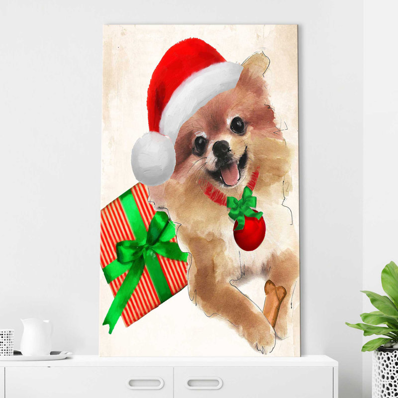 «Christmas Holiday Pomeranian (Vertical)» par By Jodi - impression, Toile tendue, H 48 po x l 28 po x P 1,5 po
