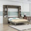 Grand lit escamotable en bois avec bureau intégré, tiroirs et tablettes de rangement-75540823