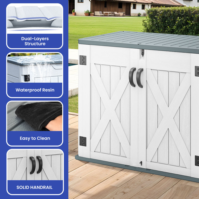 Crossbuck 4 ft. W x 2 ft. D Polyethylene Plastic Horizontal Tool Shed, White