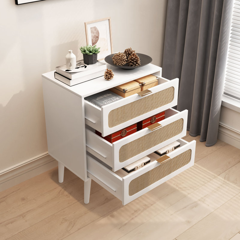 Commode 3 tiroirs l 23,6 po Wayment, Blanc