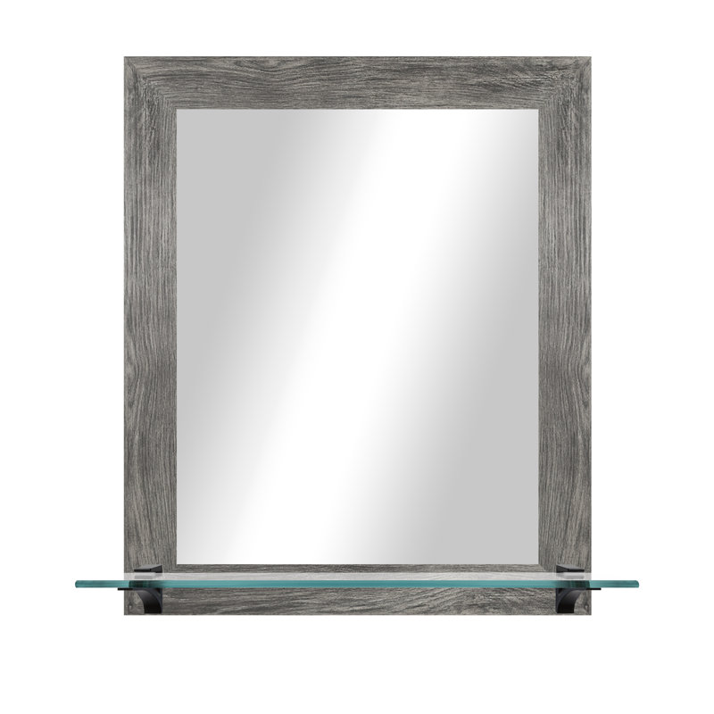 Kridia Flat Wall Mirror, Vertical, Gray/Black, 25.5" H x 21.5" W