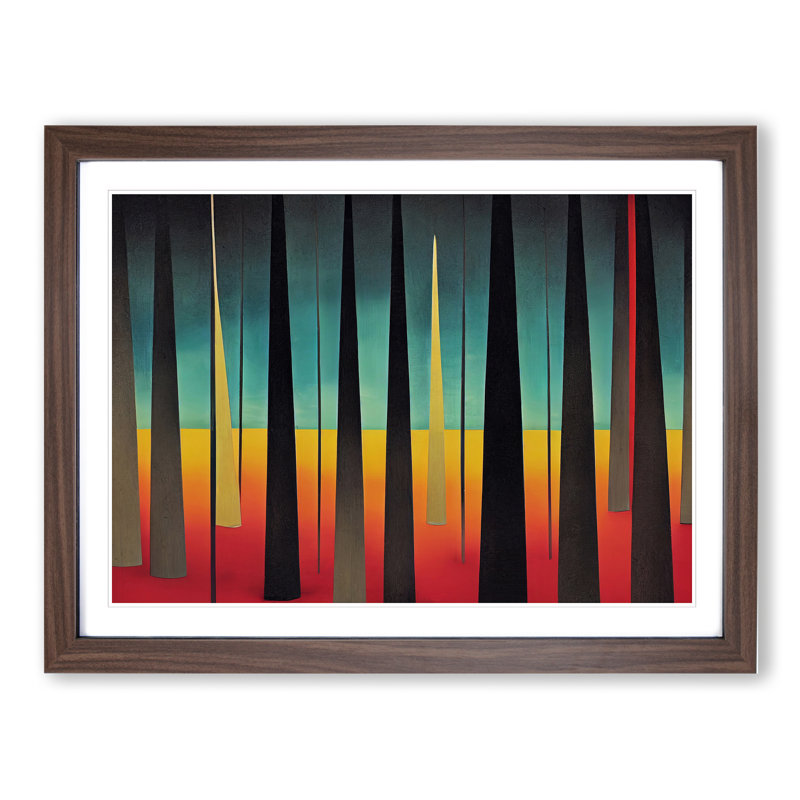 Abstract Pine Tree Forest Vol.5 - Framed Print, 34cm H x 46cm W x 2cm D, Walnut