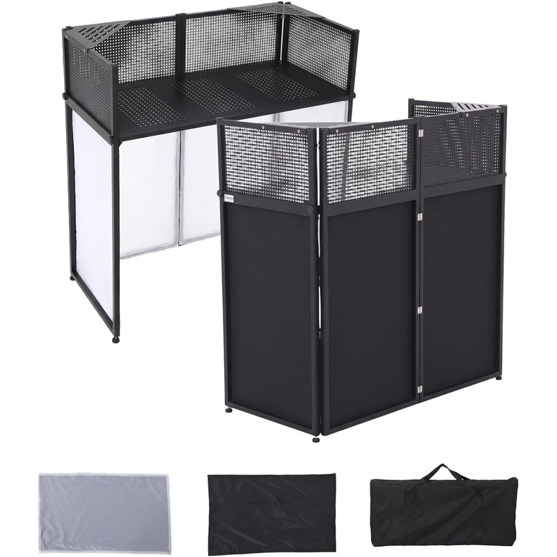Cabine noire pliable et portative noire pour DJ, structure en fer robuste pour les fêtes et les événements