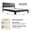 Structure de lit double, lit plateforme en bois massif avec tête et pied de lit, structure à 12 lattes robustes, pieds en métal, aucun sommier tapissier, antidérapant et silencieux, finition chêne ébène-984077620-984077621