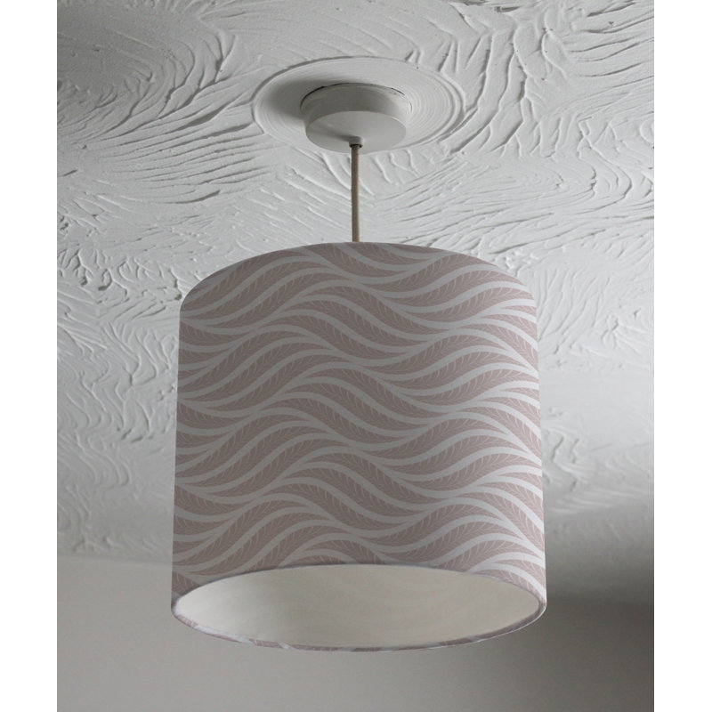 Geometric Pattern with Leaves 22 cm H Drum Cotton Pendant Shade ( Uno )