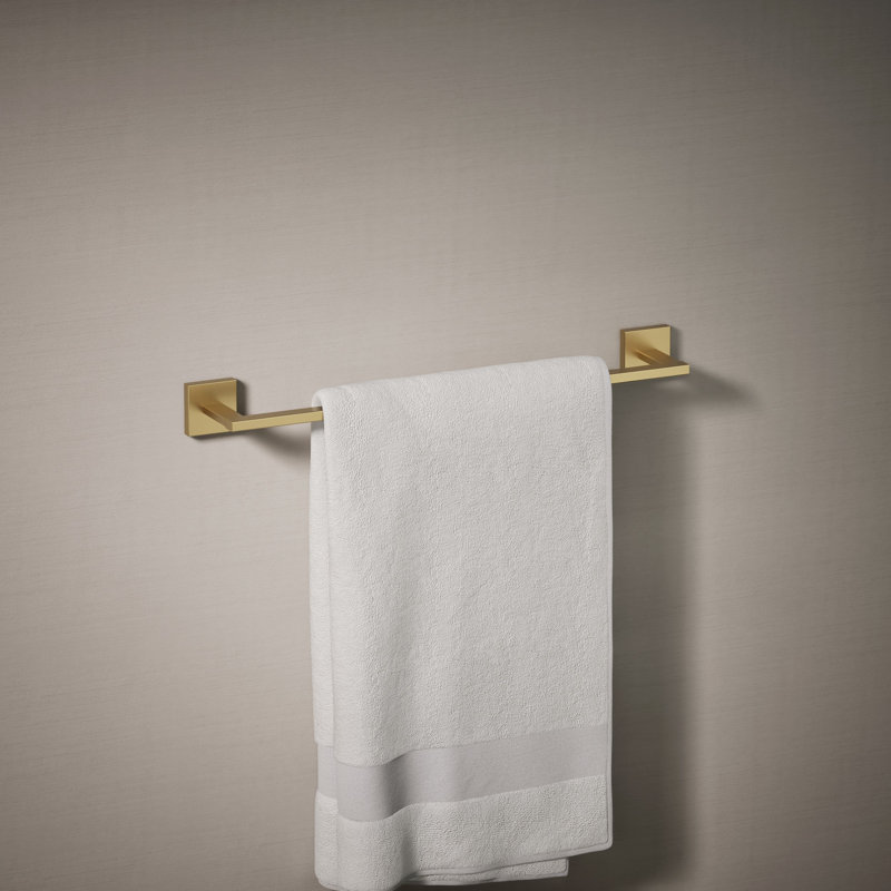 Square Towel Bar, 18"W, Vibrant Brushed Moderne Brass