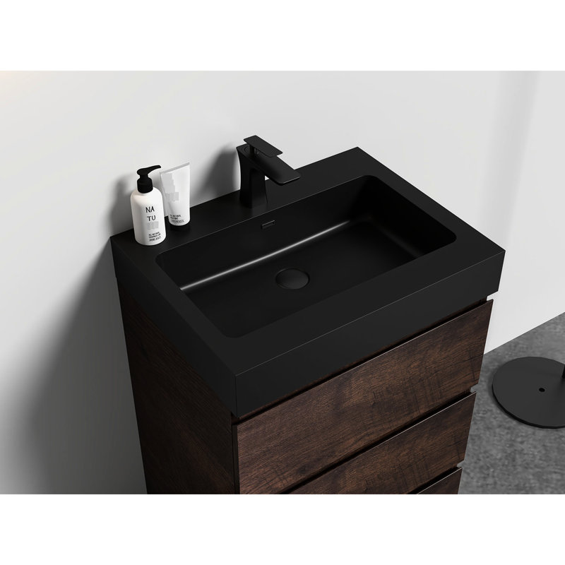 Le bassin en quartz noir mat - compatible avec les drains de salle de bain standard rehausse l'attrait esthétique de votre salle de bain