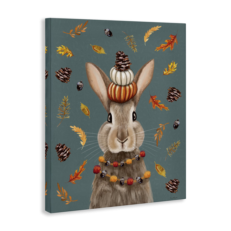 Festive Autumnal Hare Canvas, conception par Elizabeth Tyndall, H 30 po x l 24 po
