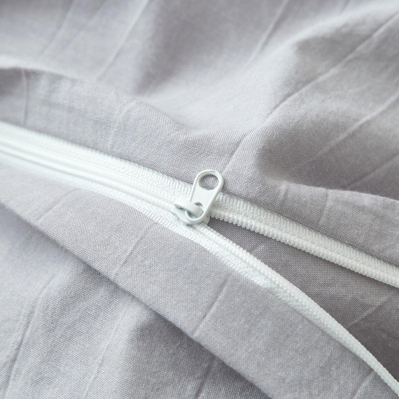 Ensemble de housse de couette 100% coton délavé LifeTown, Housse de couette simple + 2 taies d'oreiller, Gris lavande