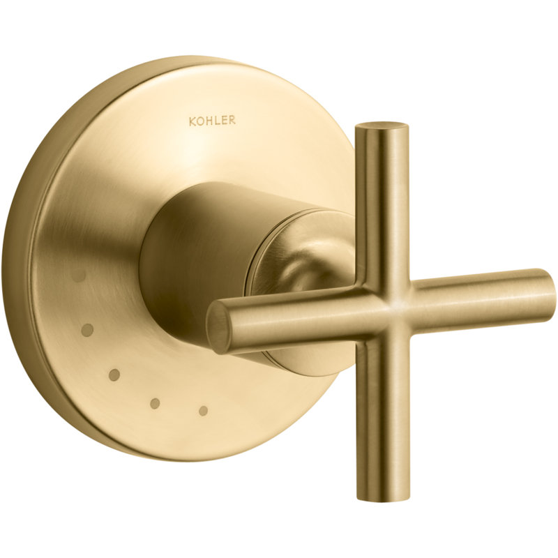 Purist® Valve Trim with Cross Handle for Volume Control Valve, Vibrant Brushed Moderne Brass