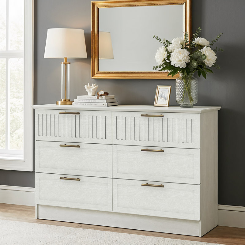  6 Drawer Chest, Pearl White Oak