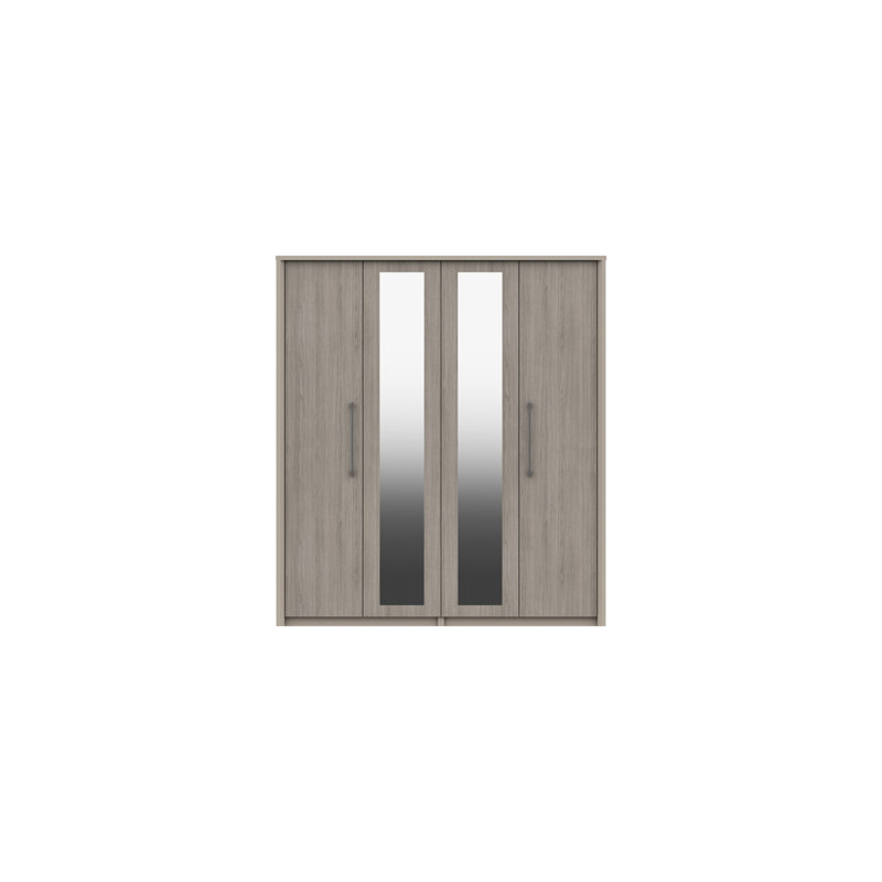 Wyman 4 Door Manufactured Wood Wardrobe, Fired Earth/Grey Oak