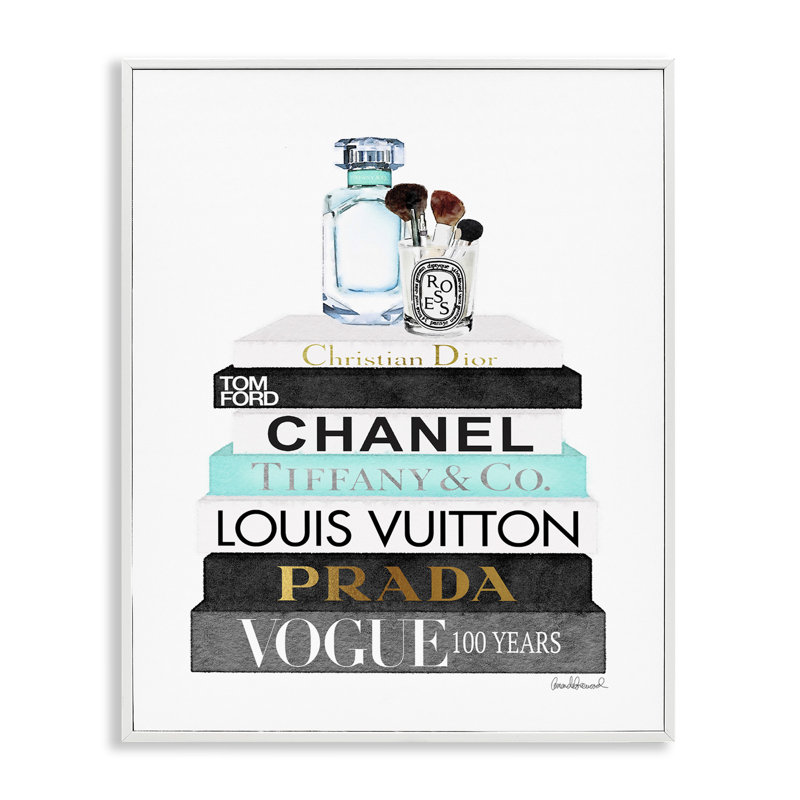 Pile à livres - Brosses à parfums glamour - Publicité sur bois, H 14 po x l 11 po, Estampe numérique Farmhouse