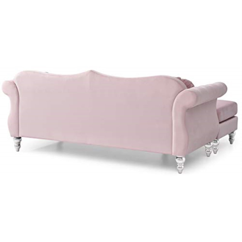 Farney Velvet L-Shaped Sectional Reversible, Pink