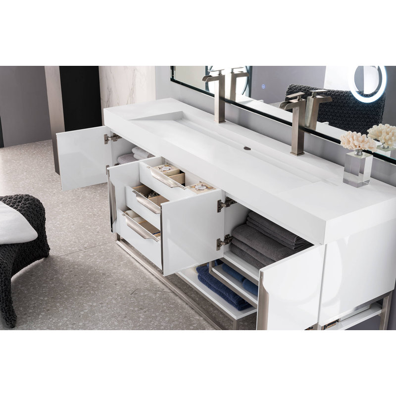 Columbia 72'' W Single Vanity, Glossy White, Dusk Gray, Brushed Nickel