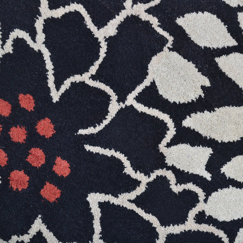 Tapis écologiques en laine touffetés à la main - carrés, de couleur noire, de conception orientale, de tapis épais antidérapants faits à la main pour le salon, la chambre à coucher