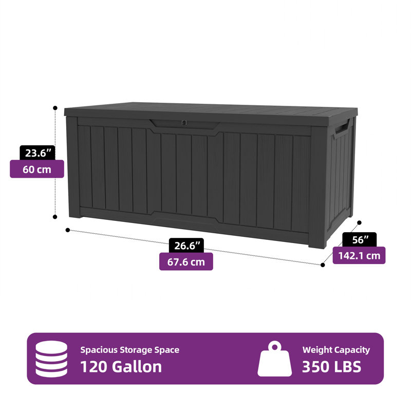 Boîte de rangement pour l'extérieur 120 gallons, Gris