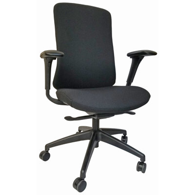 LiDO Premium Executive Office Chair - Commercial Grade Upholstered Ergonomic Seating with 4-Way Adjustable Arms & Seat Slide, Black Fabric