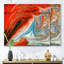 Or rouge et marbre bleu - reproduction d'art sur toile-51145740-51145748