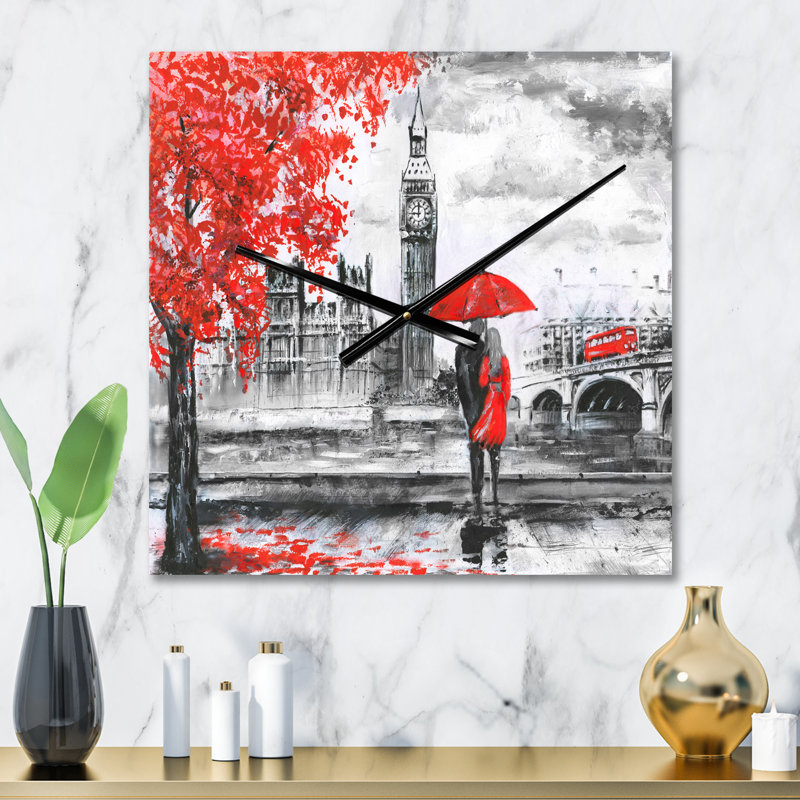 Couples qui marchent à Londres - Horloge murale moderne, Petit