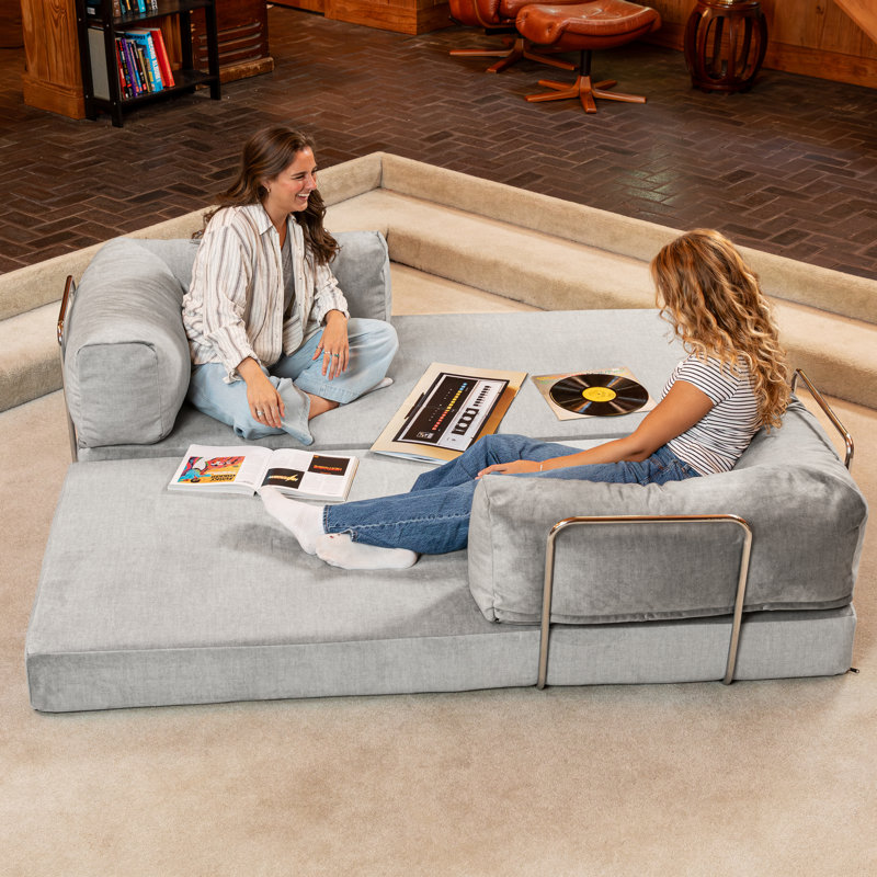  Canapé-lit modulaire convertible avec canapé-lit en mousse à mémoire de forme unsafe, Velours gris souris