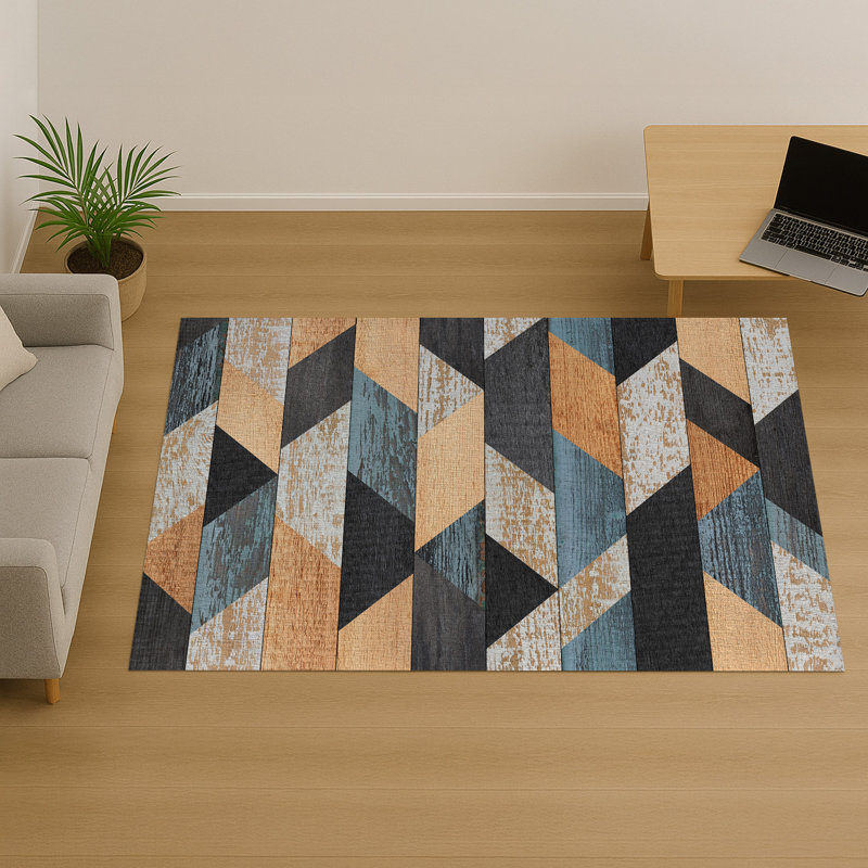 Geometric Area Rug, Runner 70 x 140 cm