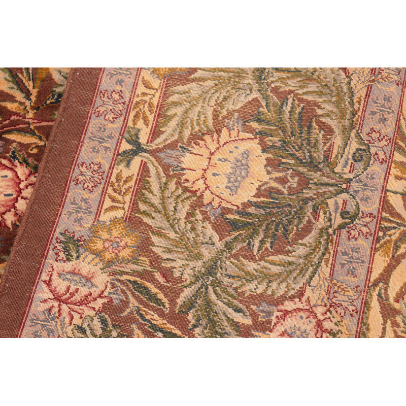 Isabelline Paata Floral Handmade Hand-Knotted Rectangle 8'3'' x 9'5'' Wool Area Rug in Red/Taupe/Green
