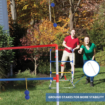 GSE Quality Plastic Ladder Ball Toss Game Set with Ladder Ball Bolas & Carrying Case