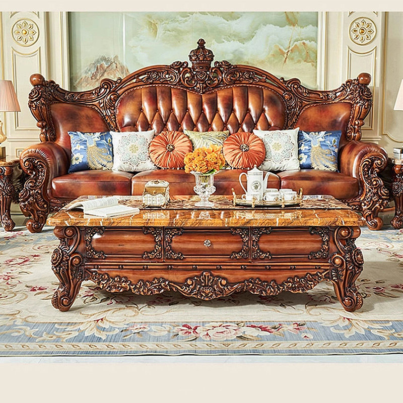 Table basse European Vintage, H 20,47 po x L 62,99 po x l 35,43 po