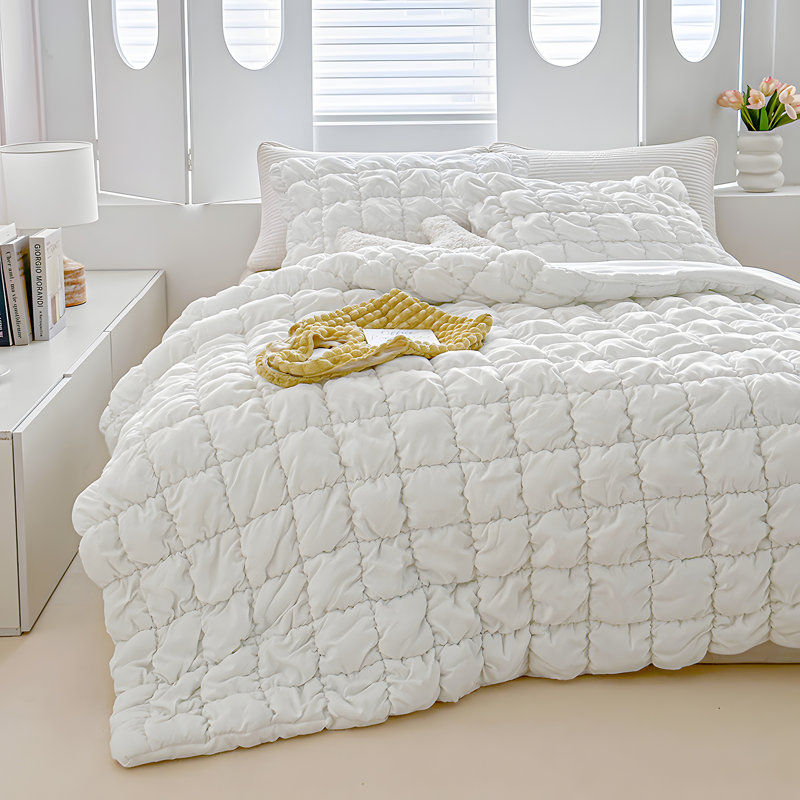 Cloudy Soft Set - Soft Microfiber, Tufted Boho Set, King Comforter + 2 King Shams, White Box