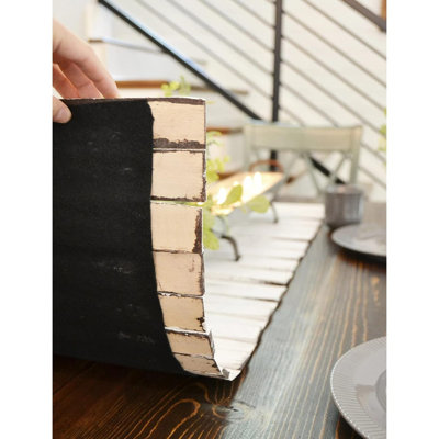 Table Runner - White - Wooden, Natural Durable Wood, Coffee Table Runner, Thick Felt Backing, Dining Room/Farmhouse/Wedding Decor