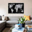 The World - Silver on Black 1 Piece Wrapped Canvas Wall Art-42161313