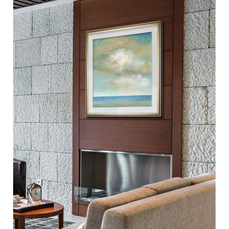 " Cloudscape II ", 37" H x 37" W x 1.5" D, Gold Framed