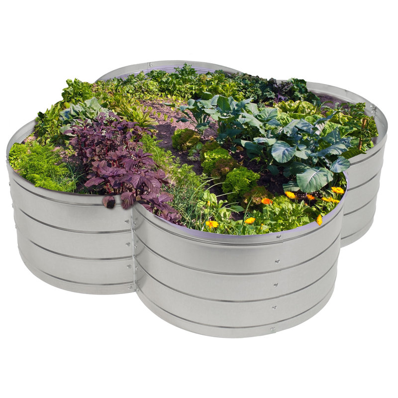 Silver Galvanized Steel 4-Leaf Clover Raised Garden Bed