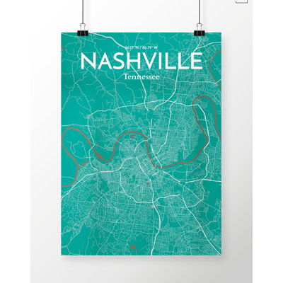 Nashville City Map 1 Piece Wall Art