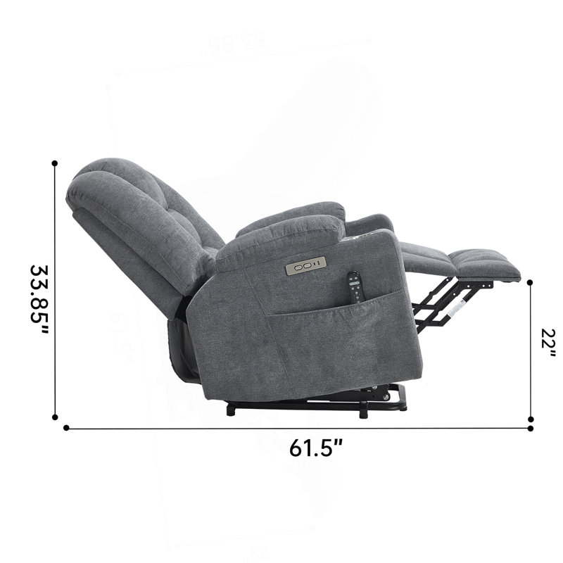 Lift Recliner Chair With Massage And Heat For Elderly, Overstuffed Wide Recliners, Heavy Duty Motion Mechanism With USB And Type C Ports, 2 Steel Cup Holders