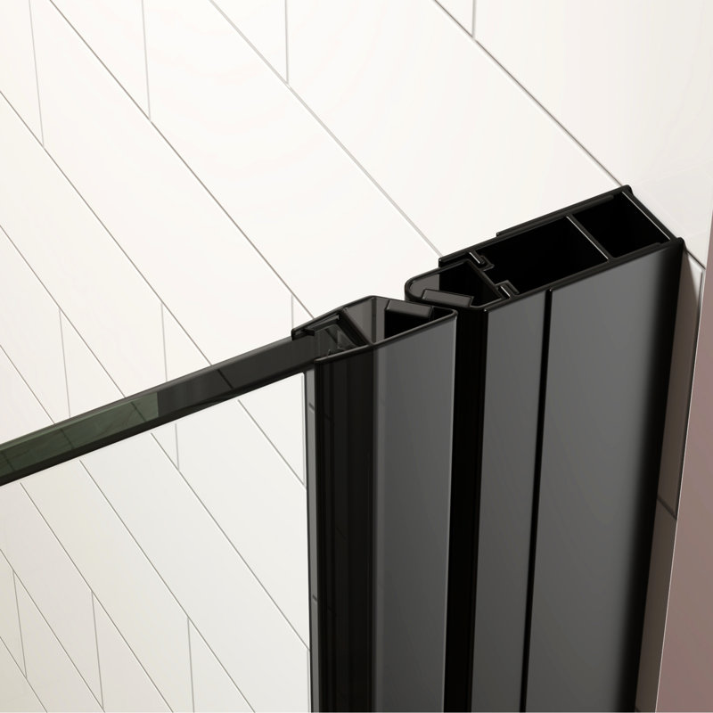 28 - Inch Wide Pivot Glass Shower Door With 72 Height, Matte Black Stainless Steel, 1/4 Clear Tempered Glass, Easy To Install And Reversible Swing Adjustable 27.5 29 Space Saving
