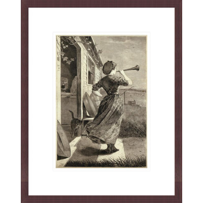 «The Dinner Horn» par Winslow Homer, impression giclée sur cadre