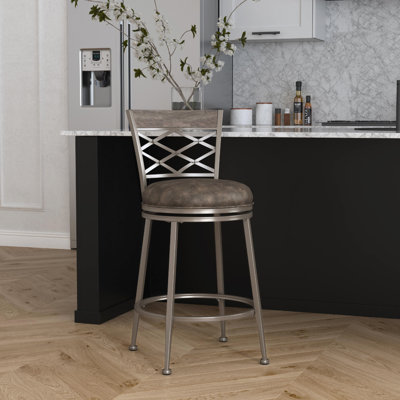 Swivel Upholstered Counter Stool with Metal Frame