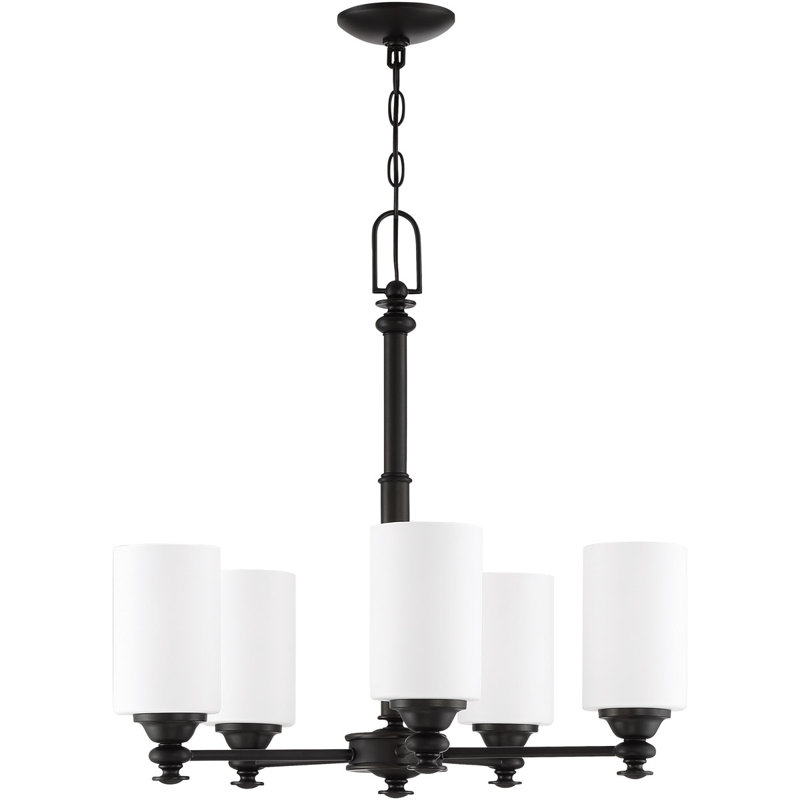 Lustre cylindrique 5 lumières à abat-jour Nazler, Nickel brossé