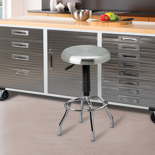 Tabouret pivotant en acier inoxydable à hauteur réglable 