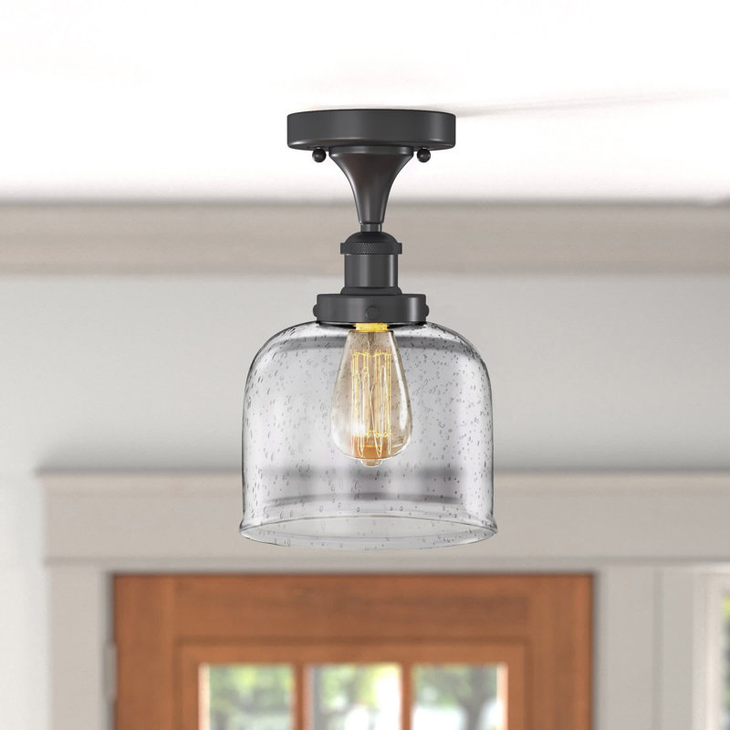 Plafonnier semi-encastré 1 lumière 8 po, Bronze huilé, Granuleux, Ampoule non incluse