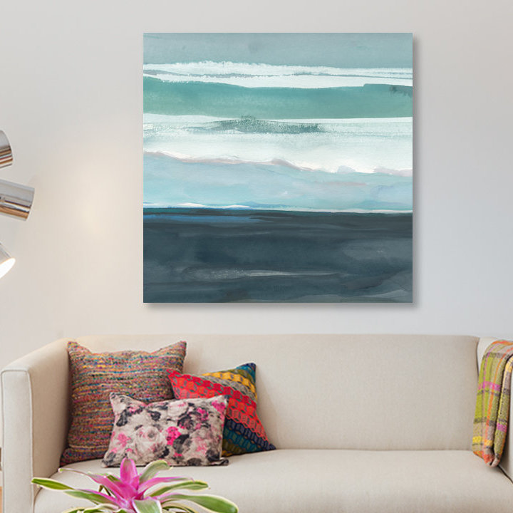 «Teal Sea I», impression sur toile, H 18 po x l 18 po x P 1,5 po, Toile tendue, Pas de tapis