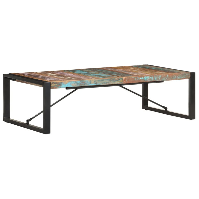 Danville Coffee Table Solid Wood, Brown/Blue, 40cm H x 180cm W x 90cm D, Black