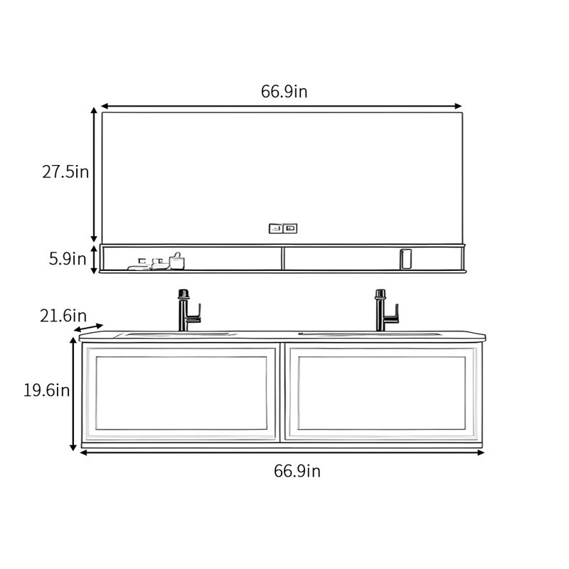 Italian style light luxury bathroom cabinet